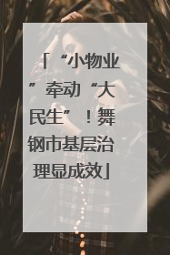 “小物业”牵动“大民生”！舞钢市基层治理显成效