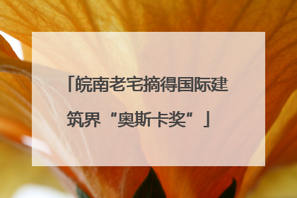 皖南老宅摘得国际建筑界“奥斯卡奖”
