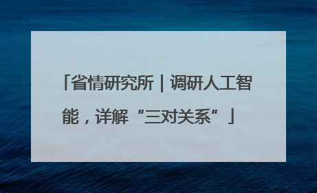 省情研究所｜调研人工智能，详解“三对关系”