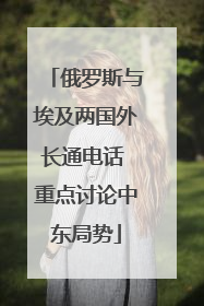 俄罗斯与埃及两国外长通电话 重点讨论中东局势
