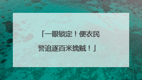 一眼锁定！便衣民警追逐百米擒贼！