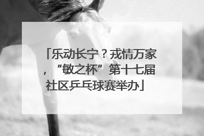 乐动长宁？戎情万家，“敏之杯”第十七届社区乒乓球赛举办