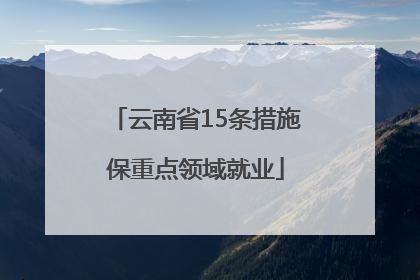 云南省15条措施保重点领域就业