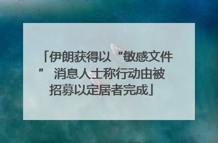 伊朗获得以“敏感文件” 消息人士称行动由被招募以定居者完成