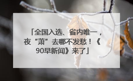全国入选、省内唯一，夜“萧”去哪不发愁！《90早新闻》来了