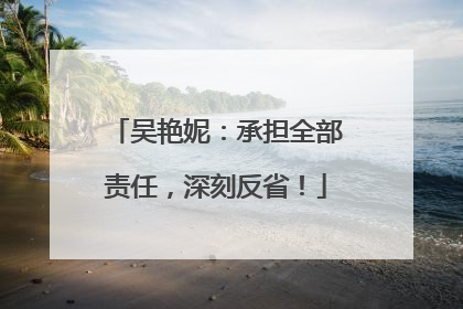 吴艳妮：承担全部责任，深刻反省！