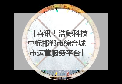 喜讯！浩鲸科技中标邯郸市综合城市运营服务平台