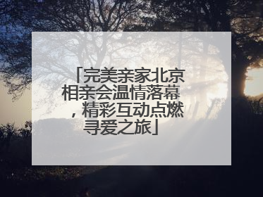 完美亲家北京相亲会温情落幕，精彩互动点燃寻爱之旅