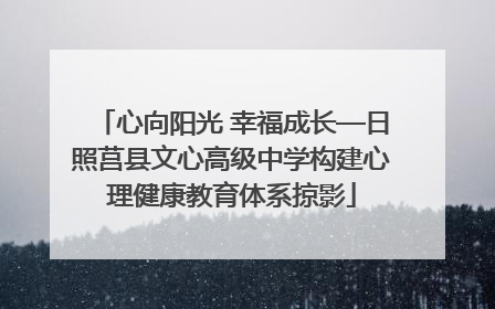 心向阳光 幸福成长—日照莒县文心高级中学构建心理健康教育体系掠影