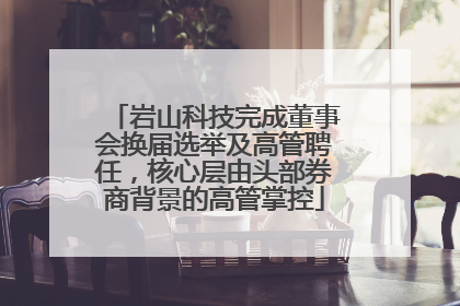 岩山科技完成董事会换届选举及高管聘任，核心层由头部券商背景的高管掌控