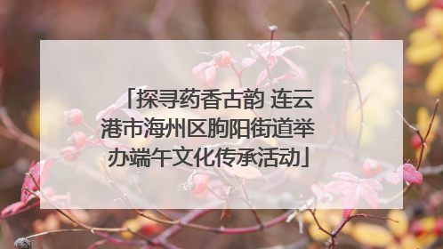 探寻药香古韵 连云港市海州区朐阳街道举办端午文化传承活动