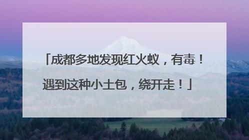 成都多地发现红火蚁，有毒！遇到这种小土包，绕开走！