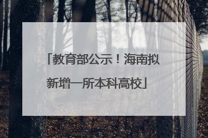 教育部公示！海南拟新增一所本科高校