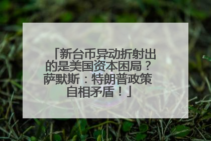 新台币异动折射出的是美国资本困局？萨默斯：特朗普政策自相矛盾！