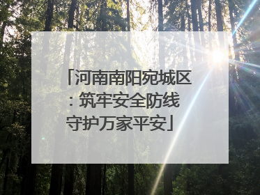 河南南阳宛城区：筑牢安全防线 守护万家平安