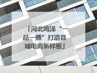 河北鸡泽“一品一播”打造县域电商新样板