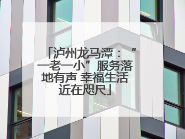 泸州龙马潭：“一老一小”服务落地有声 幸福生活近在咫尺