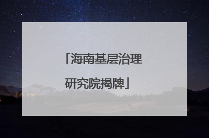海南基层治理研究院揭牌