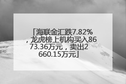 海联金汇跌7.82%，龙虎榜上机构买入8673.36万元，卖出2660.15万元