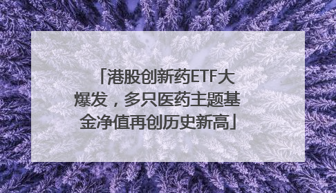 港股创新药ETF大爆发，多只医药主题基金净值再创历史新高