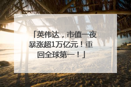 英伟达，市值一夜暴涨超1万亿元！重回全球第一！