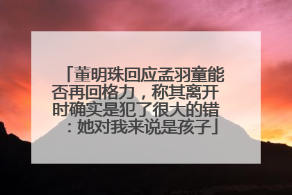 董明珠回应孟羽童能否再回格力，称其离开时确实是犯了很大的错：她对我来说是孩子