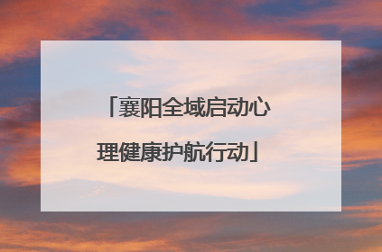 襄阳全域启动心理健康护航行动