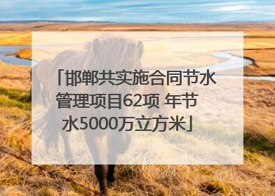 邯郸共实施合同节水管理项目62项 年节水5000万立方米