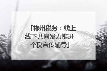 郴州税务：线上线下共同发力推进个税宣传辅导