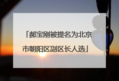 郝宝刚被提名为北京市朝阳区副区长人选