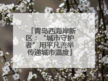 青岛西海岸新区：“城市守护者”用平凡善举传递城市温度