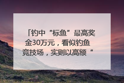 钓中“标鱼”最高奖金30万元，看似钓鱼竞技场，实则以高额“回报”作“饵”……｜今晚九点半