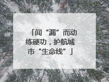 闻“漏”而动练硬功，护航城市“生命线”