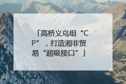 高桥义乌组“CP”，打造湘非贸易“超级接口”