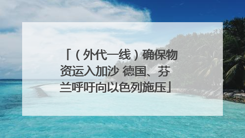 （外代一线）确保物资运入加沙 德国、芬兰呼吁向以色列施压