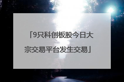 9只科创板股今日大宗交易平台发生交易